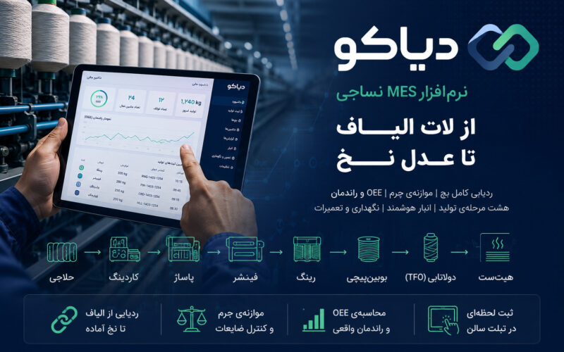 نرم‌افزار MES نساجی و ریسندگی: از ورود الیاف تا نخ آماده، با سامانه دیاکو
